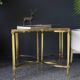 French Hollywood revival brass & glass coffee table & d-shape side tables 1970s