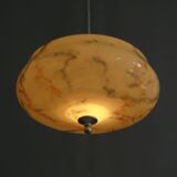 Suspension Art Déco, marbrée avec suspension chromée, années 1930