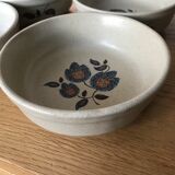 4 bowls hollow plates sandstone earthenware of Saint Amand floral decoration Sologne