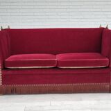 1970s, Danish "Spanish" sofa, original condition, furniture velour, ash wood legs.