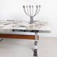 Table basse vintage en marbre et chrome 1970
