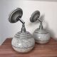 Pair of ceramic and glass wall sconces
