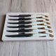 Vintage Box 6 Laguiole Table Knives Ivory Handles Gold Bolsters