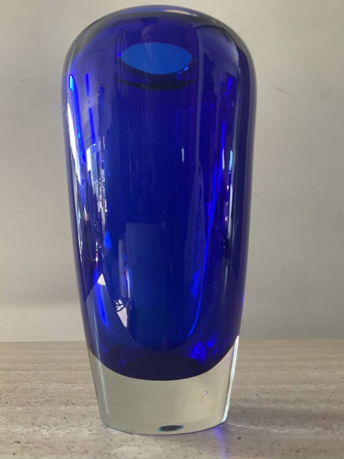 Vintage cobalt blue glass paste vase