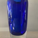 Vase vintage en pâte de verre bleu cobalt