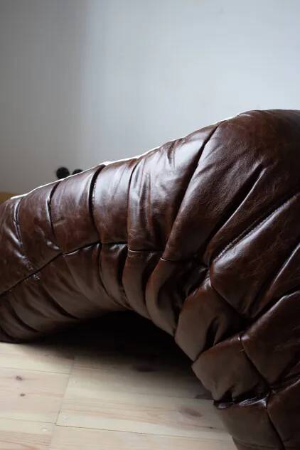 Togo 3-seater sofa in shiny brown leather