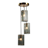 1960s brass and smoked glass ceiling light