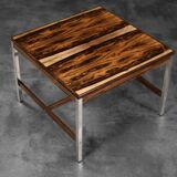 Vintage Mid-Century Modern Swedish Square Rosewood and Aluminium Coffee Table