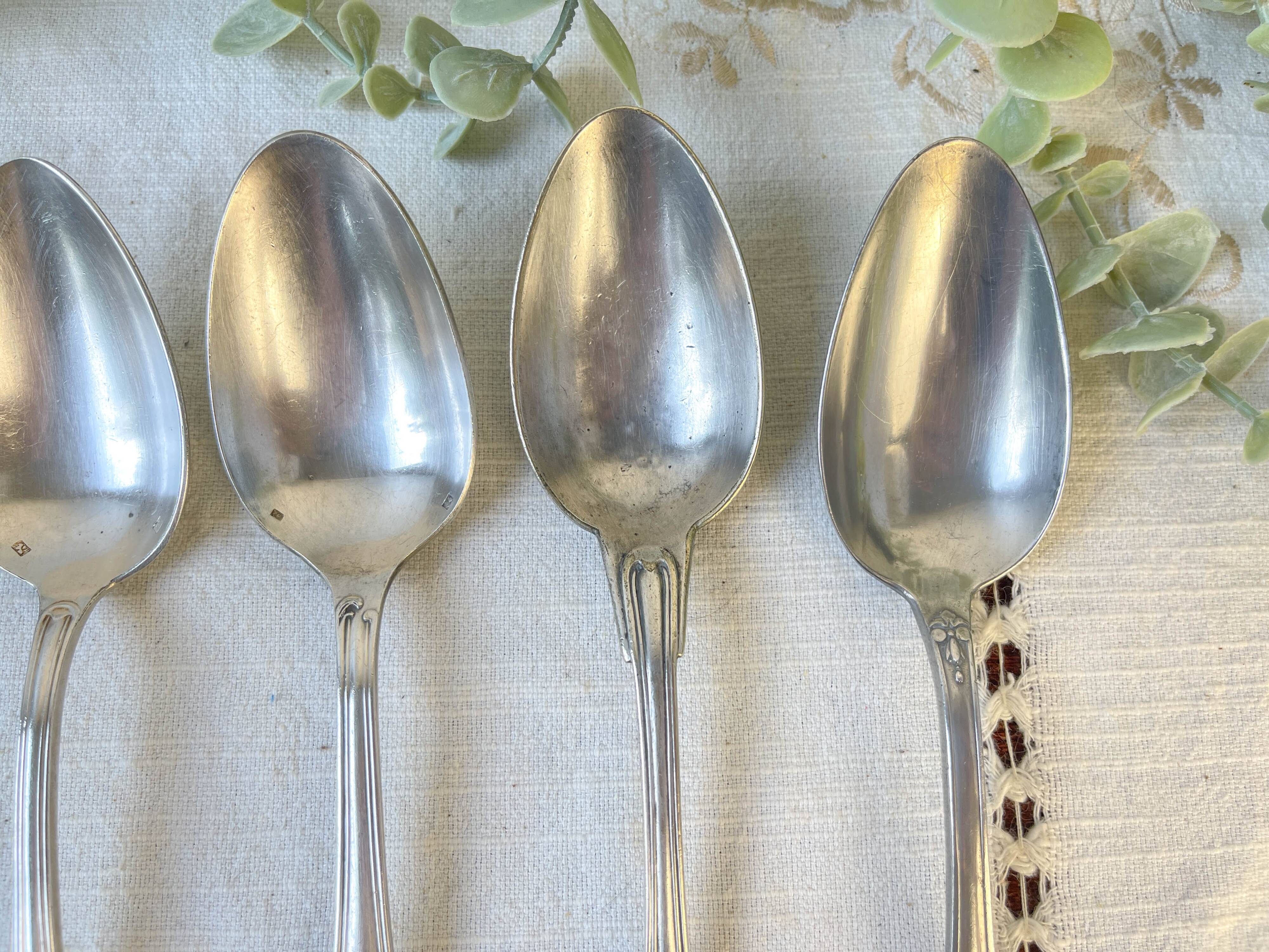 Set of 6 mismatched vintage soup spoons