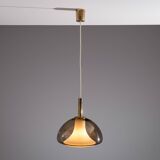 Hanging lamp with smoked Murano glass and opaline inner shade