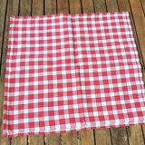 6 old vichy red & white napkins