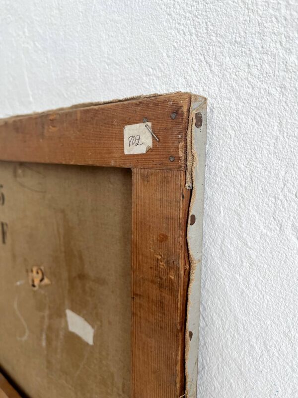 Peinture ancienne huile sur toile portrait de femme en costume traditionnel