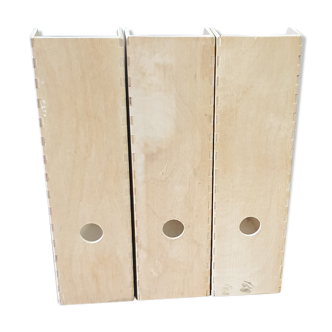 Trio of wooden filing cabinet racks