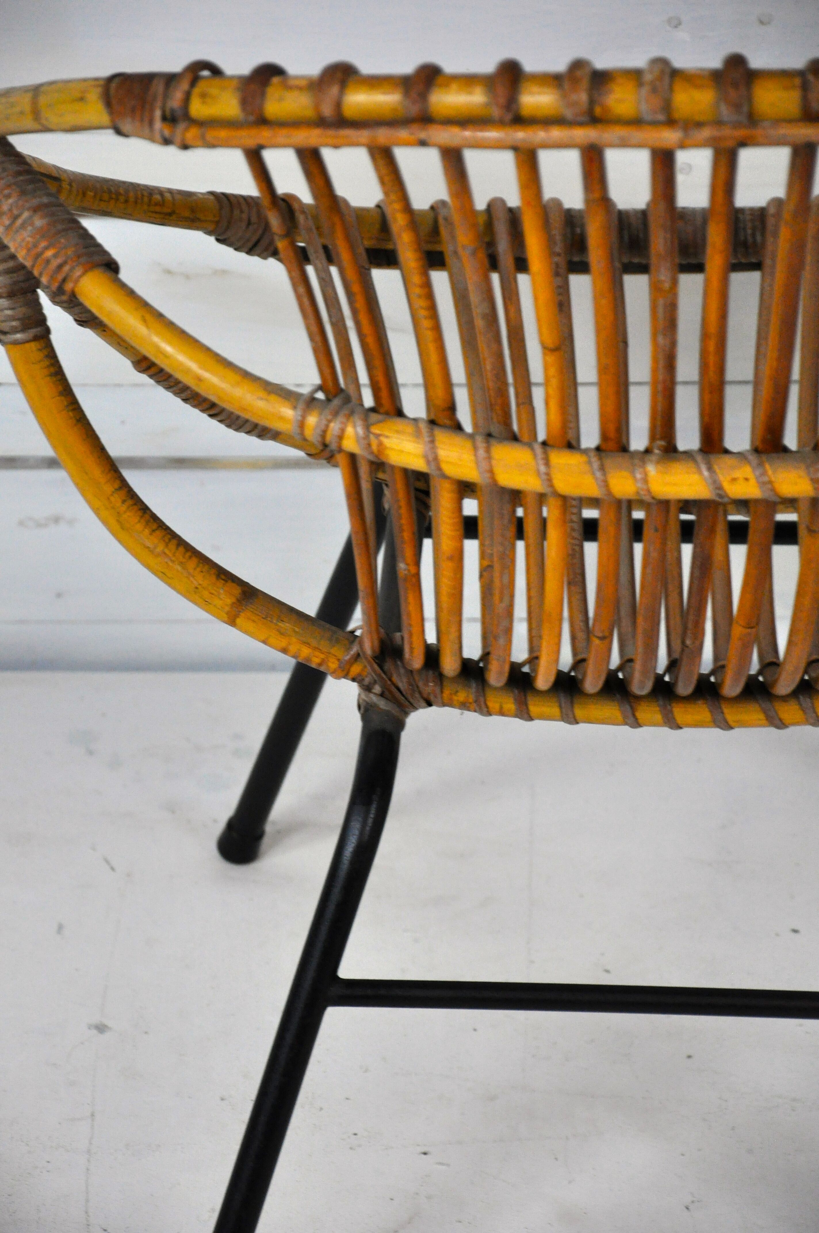 Set of 3 rattan armchairs by Rohe Noordwolde, Netherlands