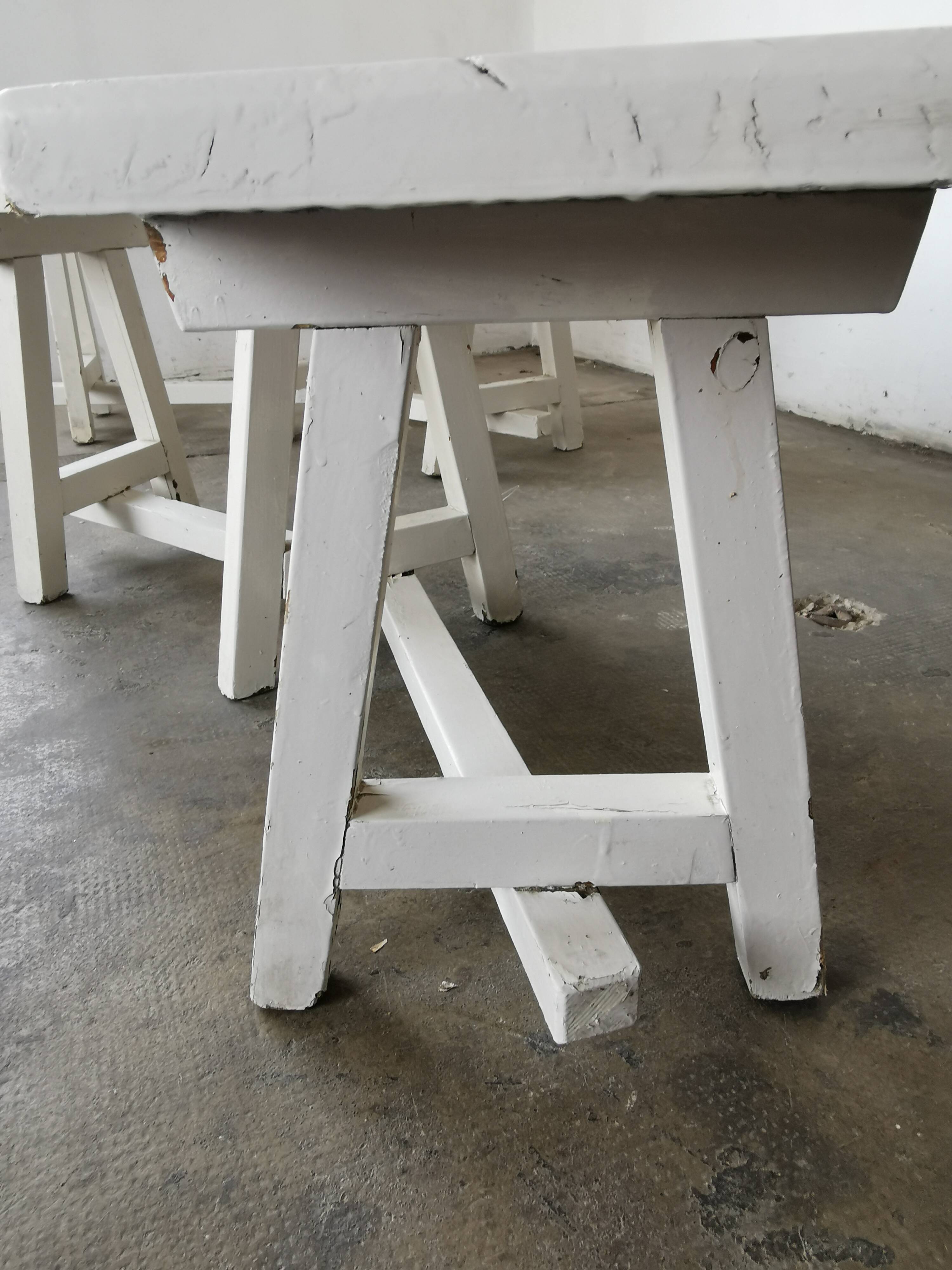 Pair of benches in white fir
