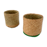 Pair of small rattan pot baskets