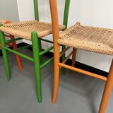6 Italian chairs from the 60s solid beech and rope