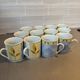 Set of 12 vintage porcelain cups – floral design