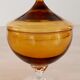 Bonbonnière, drageoir, amber coloured glass vintage