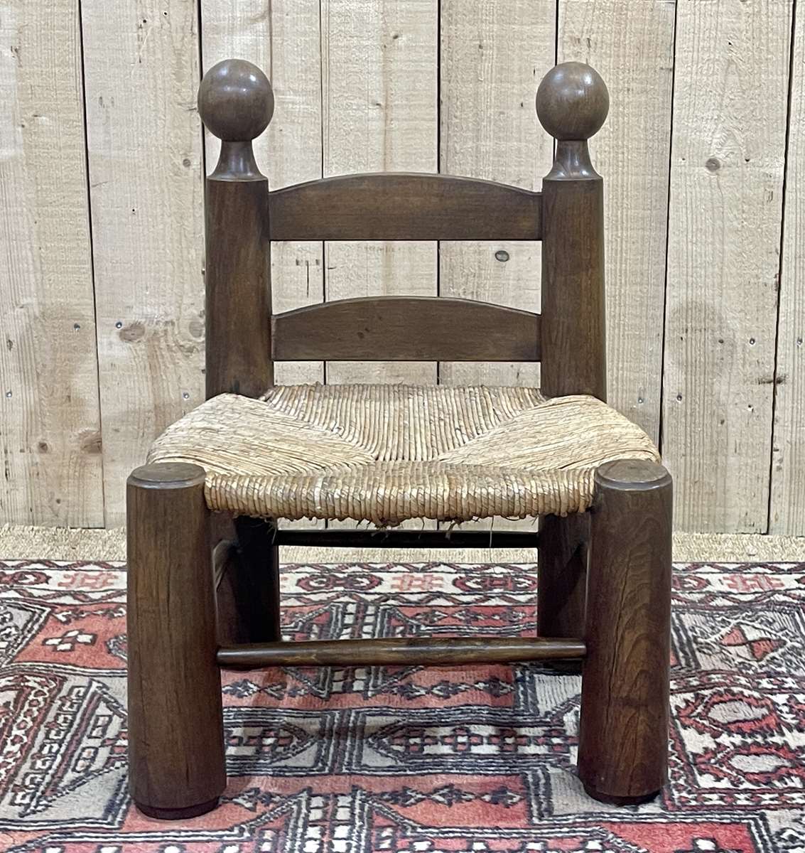 Low chair in elm and beech