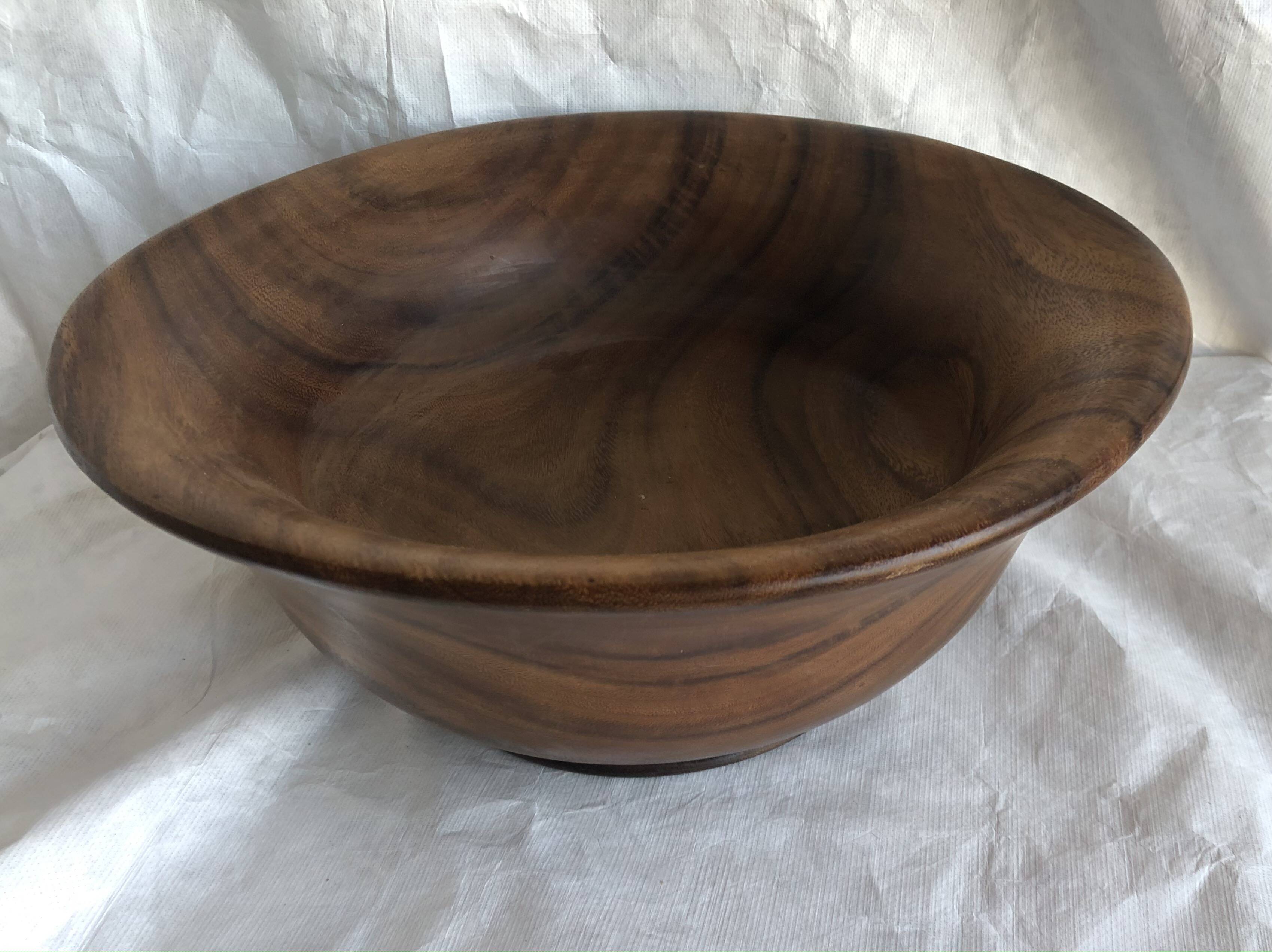 large vintage wooden salad bowl, Scandinavian design