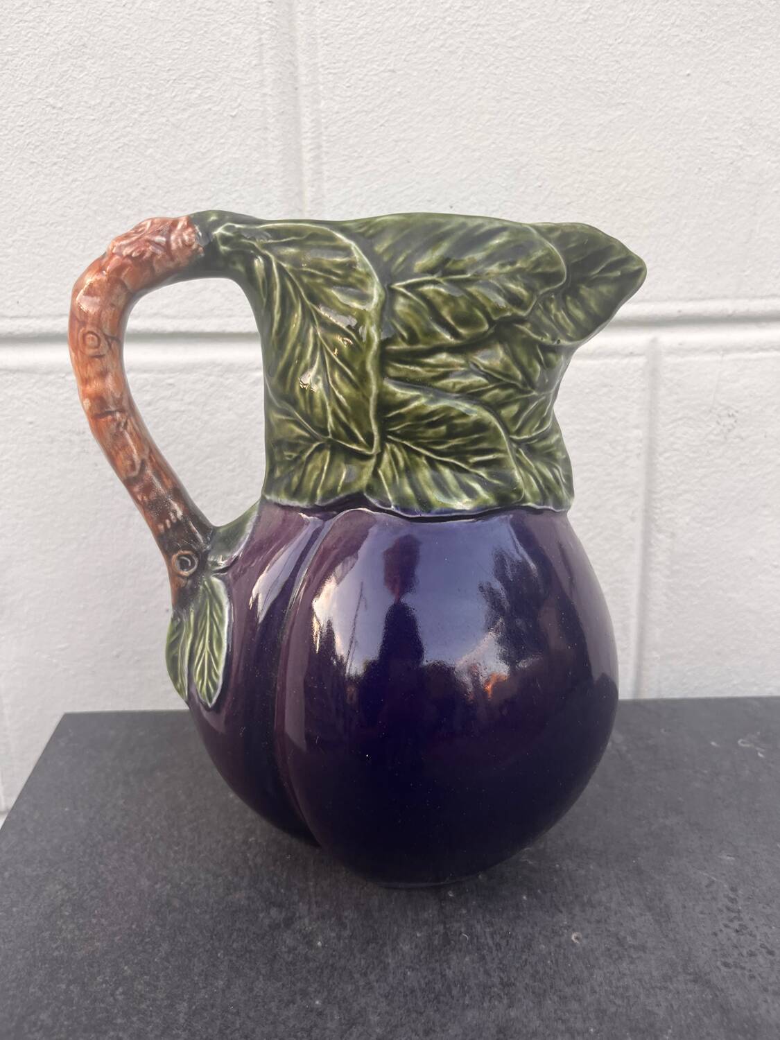Eggplant Barbotine Pitcher