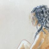Signed pastel painting female portrait "sunlight"