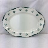 Plat ancien de forme ovale made in france Digoin Sarreguemines ,décor fleurettes vertes