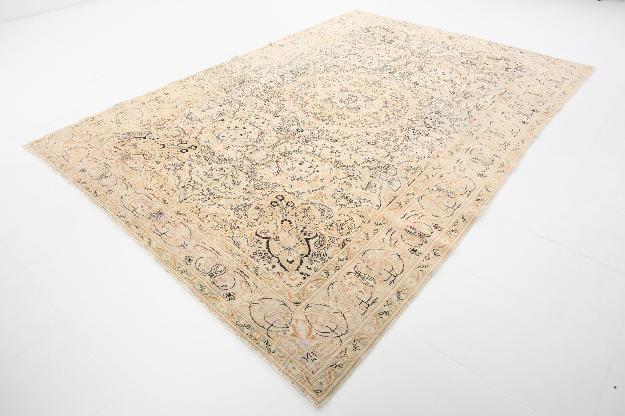 8x12 Beige & Khaki 60s Persian Rug, 242x355Cm