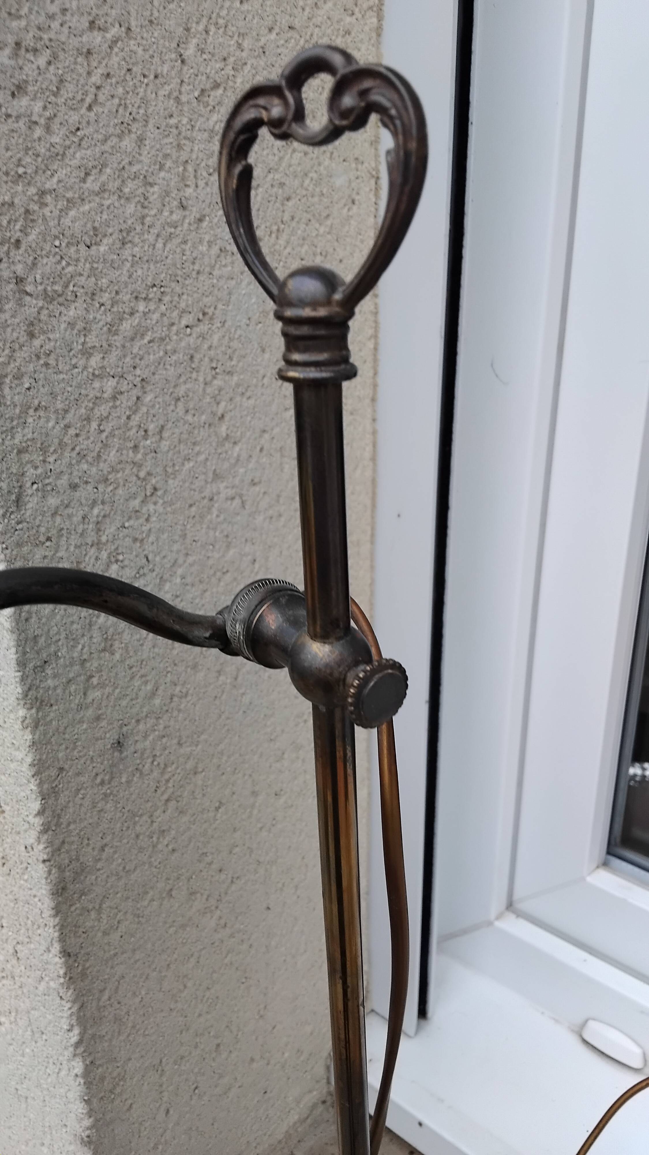 Swan neck lamp tulip shade glass paste vannes antique vintage