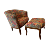 Fauteuil crapaud et son repose pied 1960