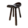 Quadripod stool in dark oak seat curule 2 handles