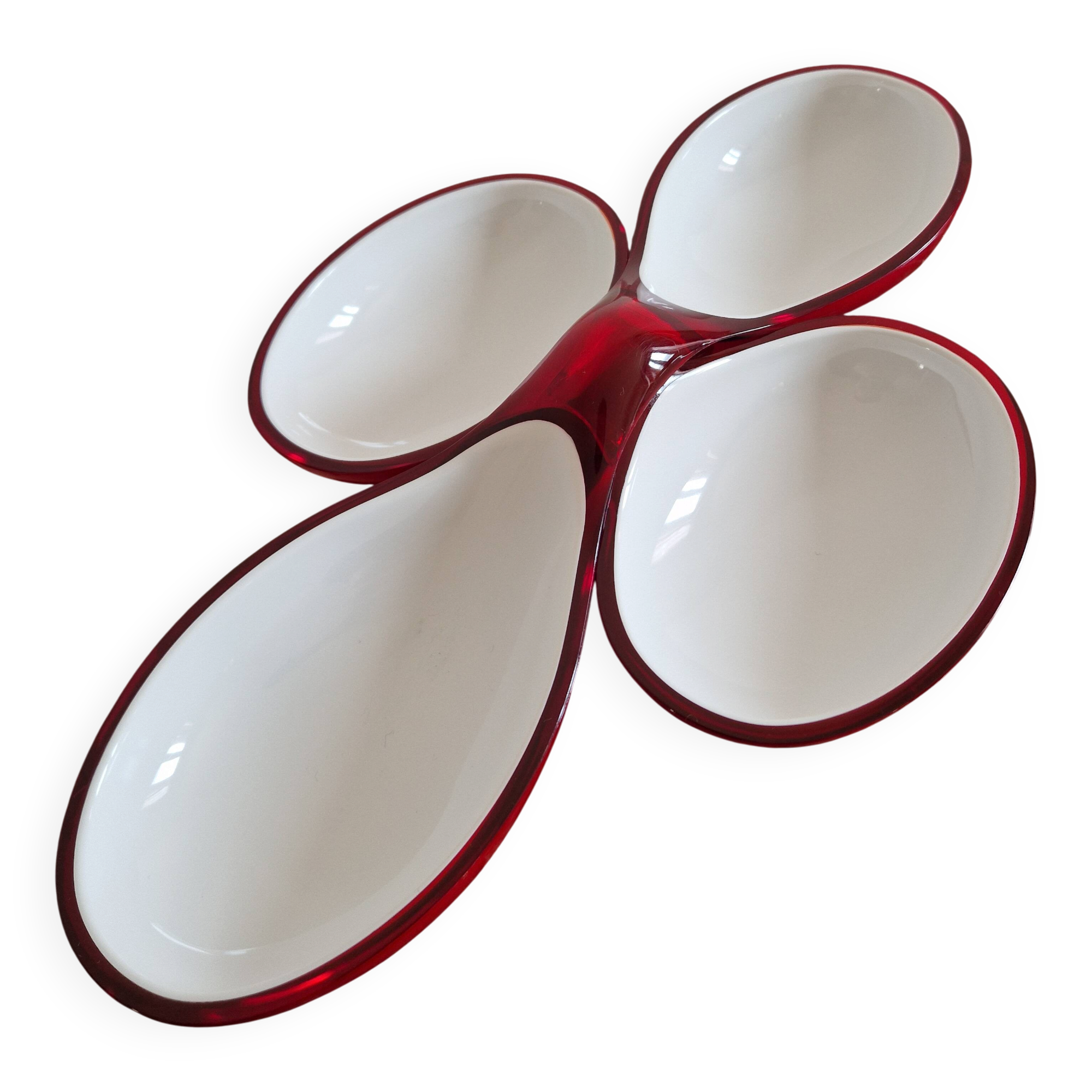 Guzzini vintage red/white aperitif server - Made in Italy 1970s