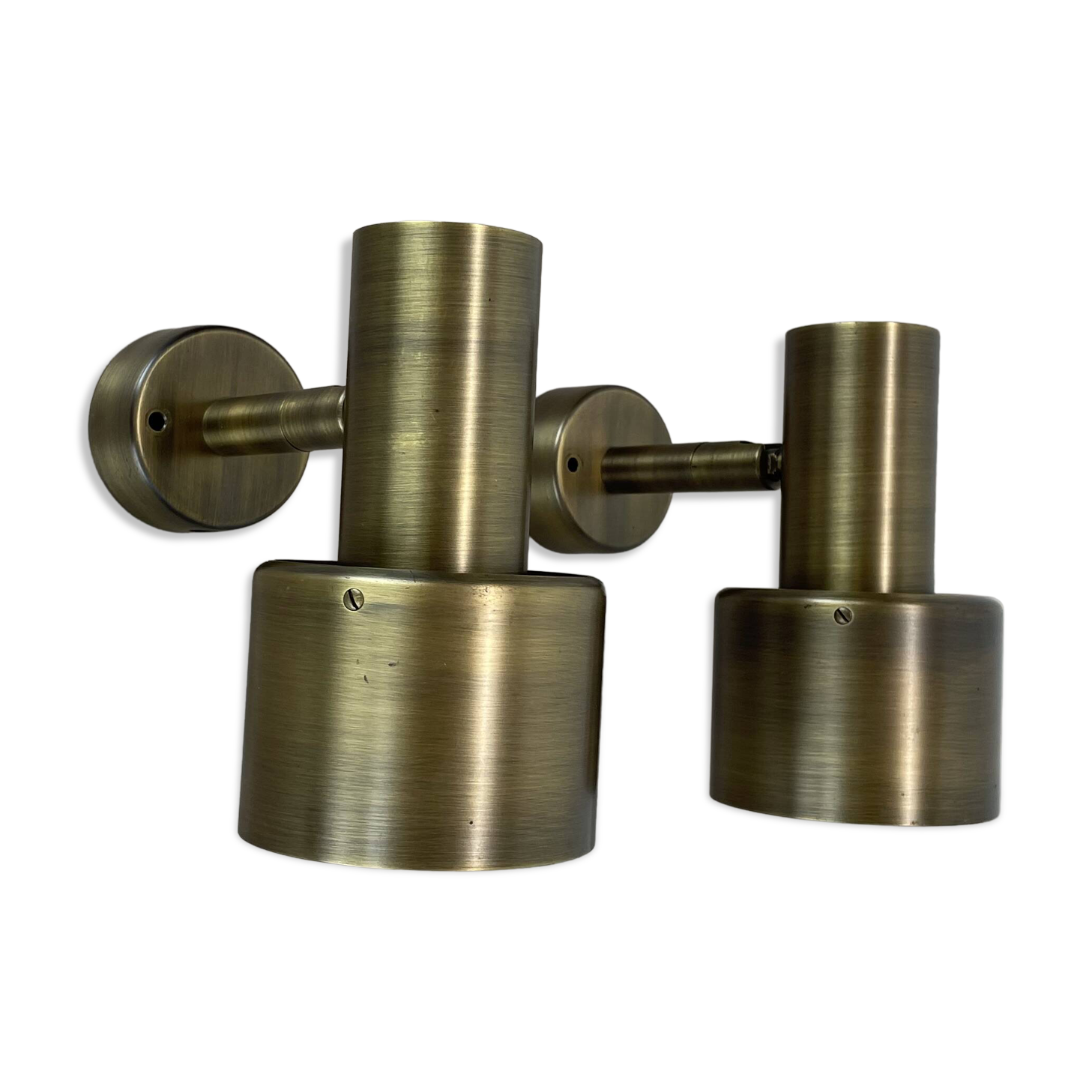 2 of 4 minimalist solid Brass "tube" SPOT Ceiling wall Lights, Italy 1970s