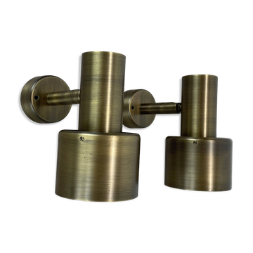2 of 4 minimalist solid Brass "tube" SPOT Ceiling wall Lights, Italy 1970s
