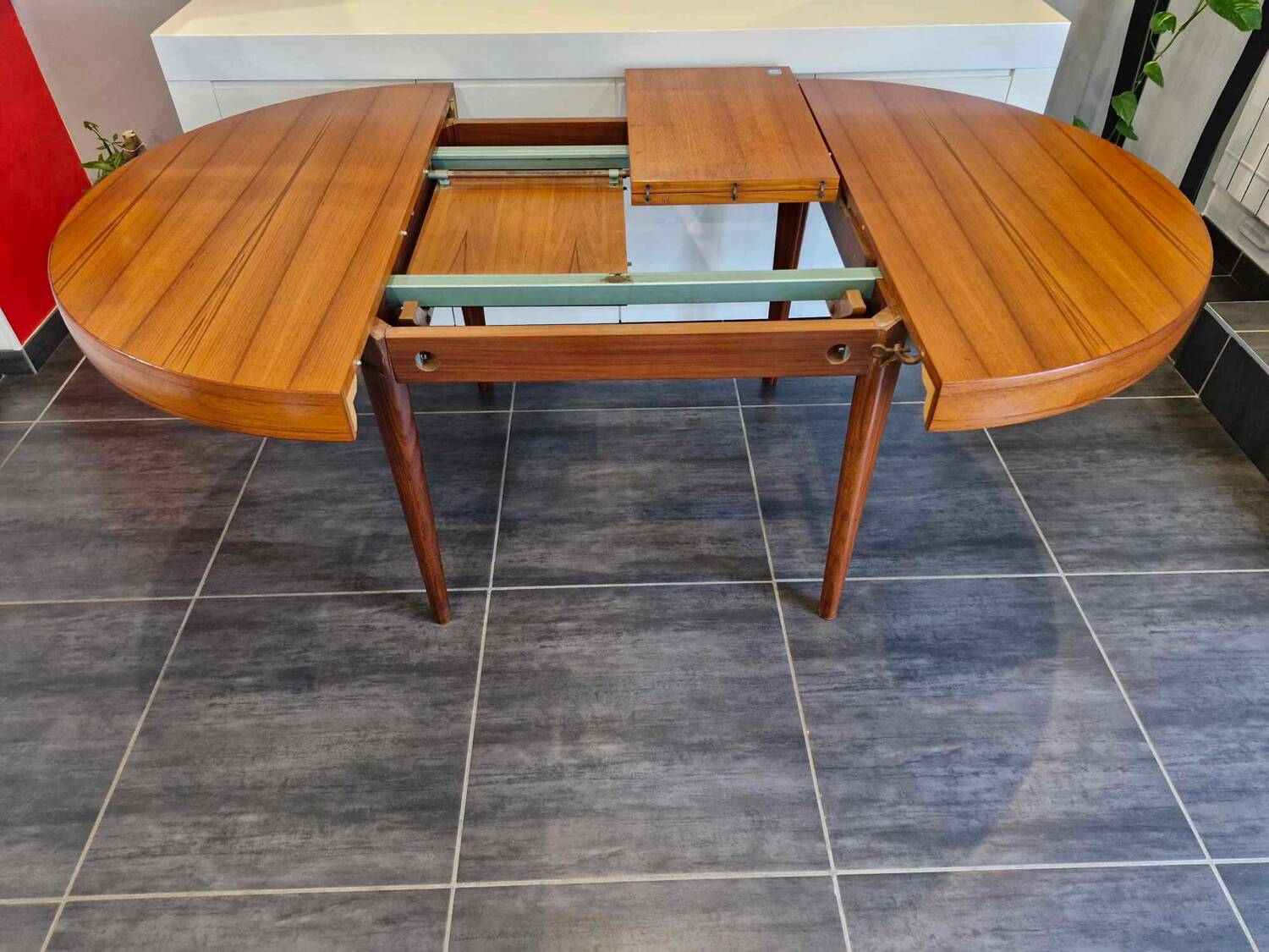 Scandinavian extendable teak round table, 1960s