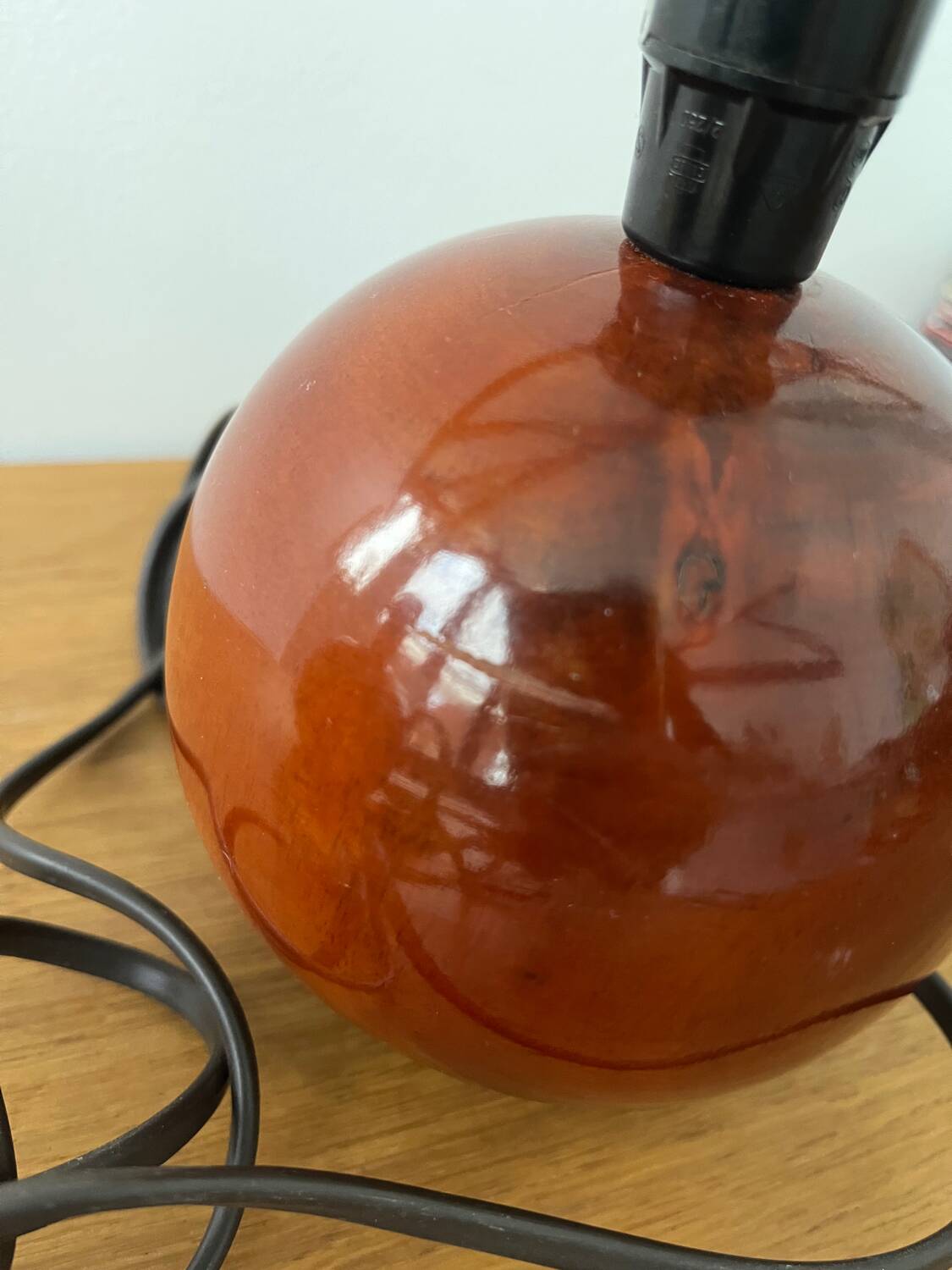 Pair of wooden ball lamp bases