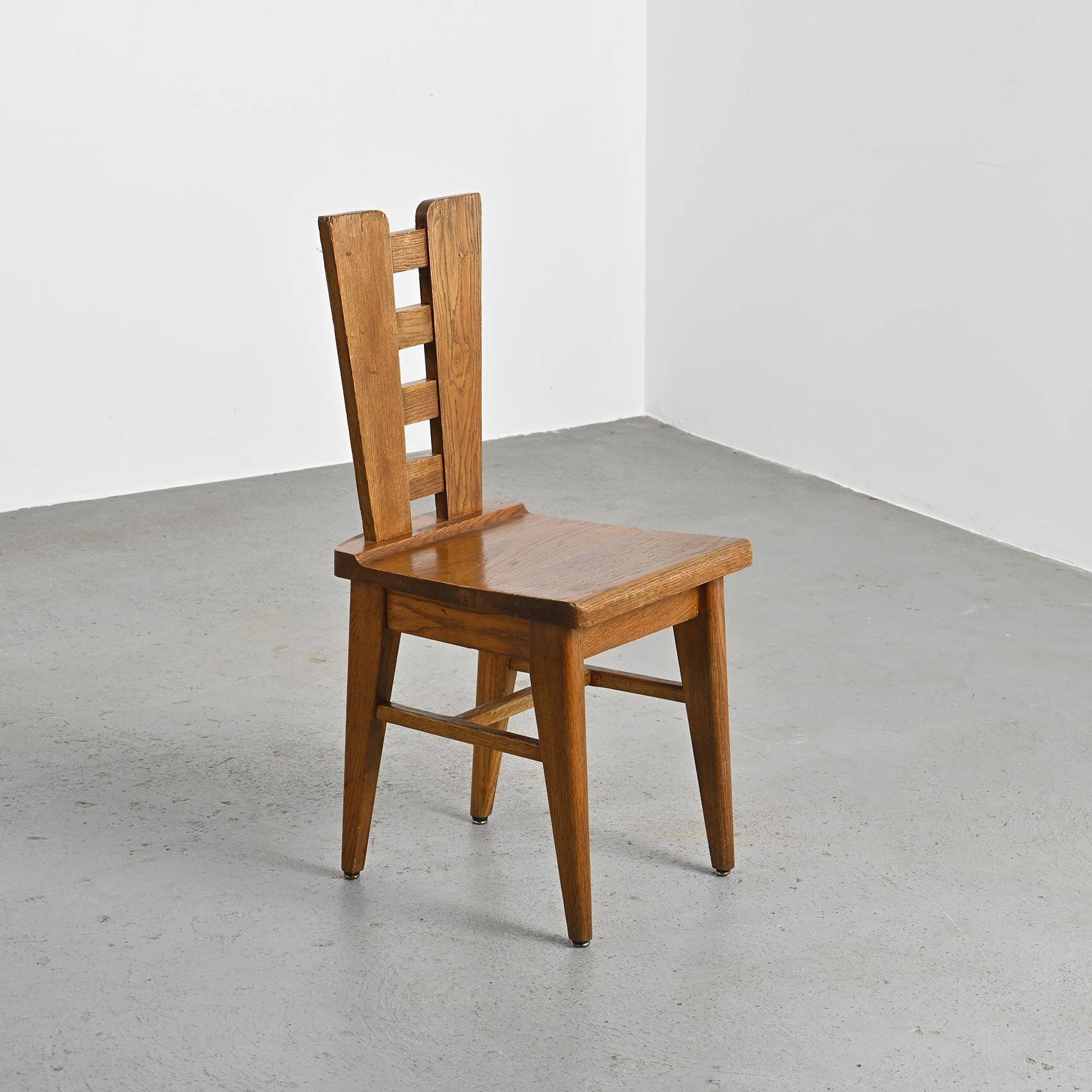 Set of six oak chairs by Henry Jacques Le Même, France circa 1940