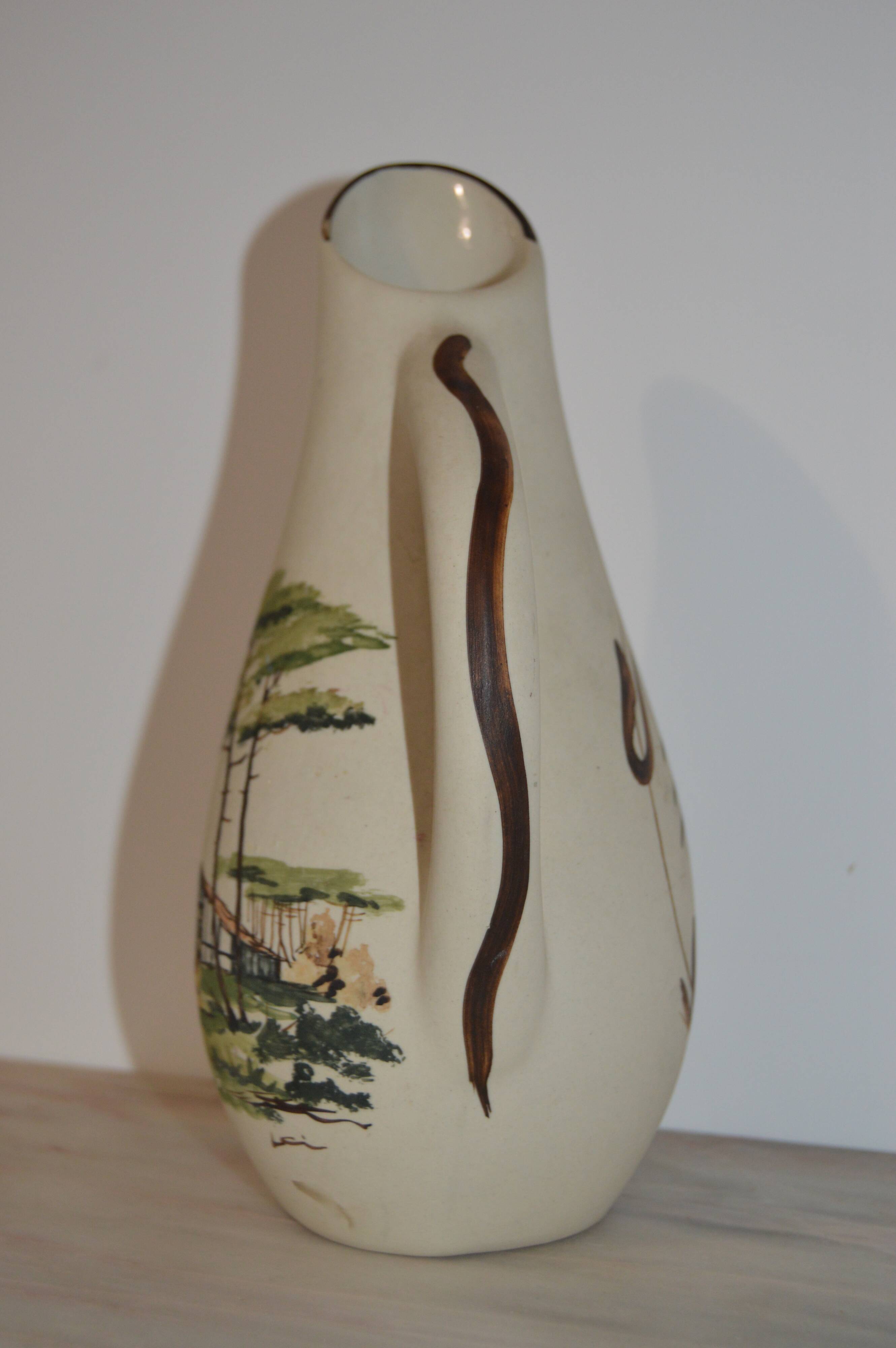 Ceramic pitcher signed Cazalas