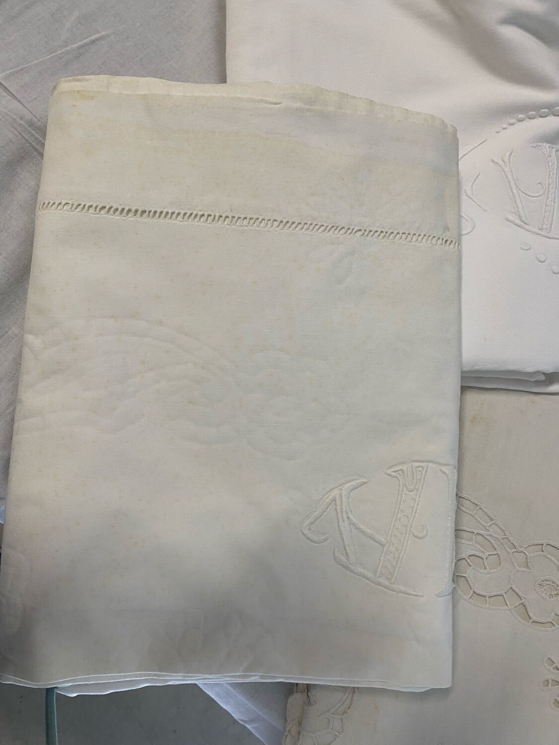 Antique embroidered sheets