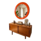 Vintage orange round mirror SYLA – Pop Art / Space Age 70s – Ø 46 cm