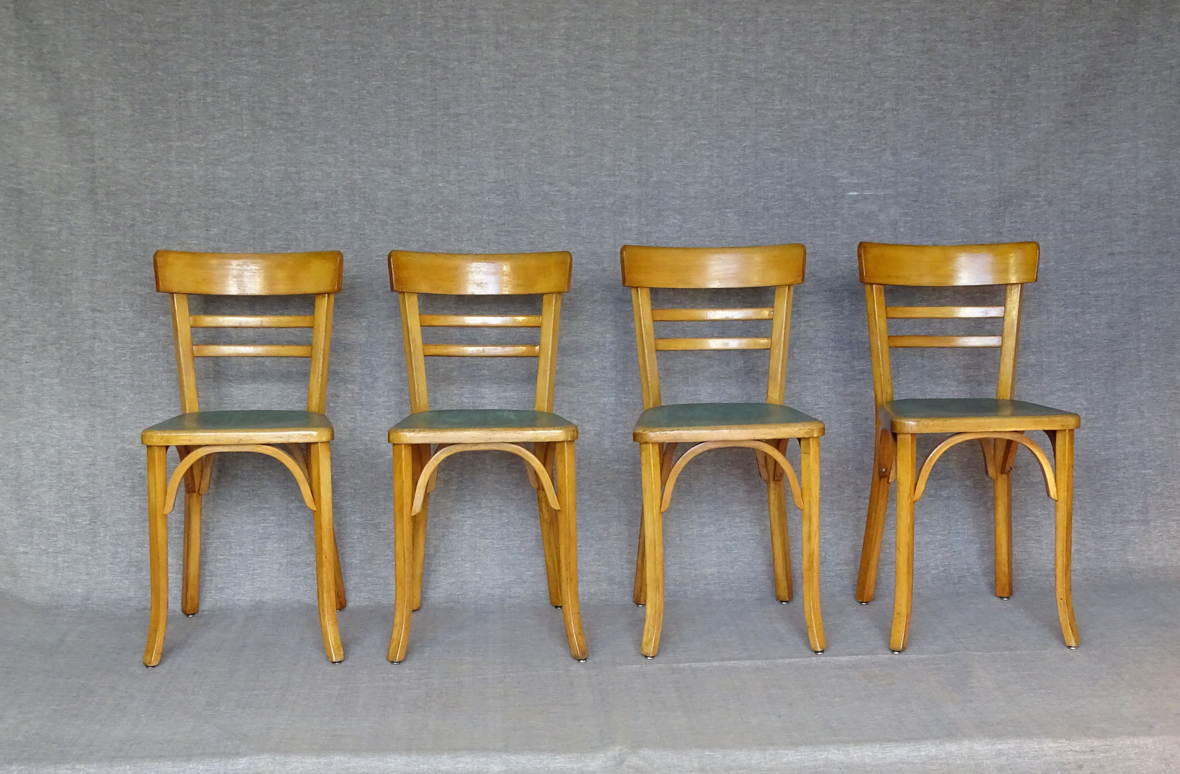 4 baumann chairs 1960 wooden bistro "linoleum"