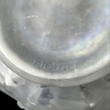 Pressed molded glass ball vase decorated with grape bunches