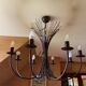 Grand lustre gerbe de ble en fer forge 8 feux