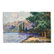 Watercolor painting "Lake and Mountain" signed E. Guette early 20th century