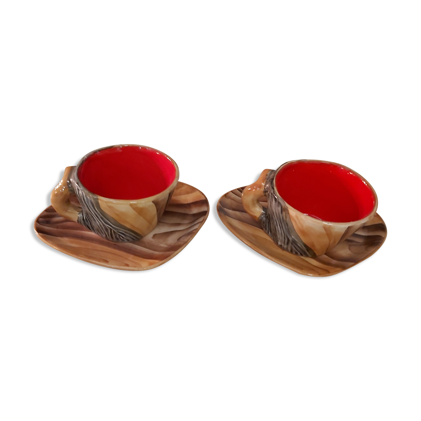Duo cups and cups Vallauris fake wood