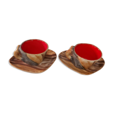 Duo cups and cups Vallauris fake wood