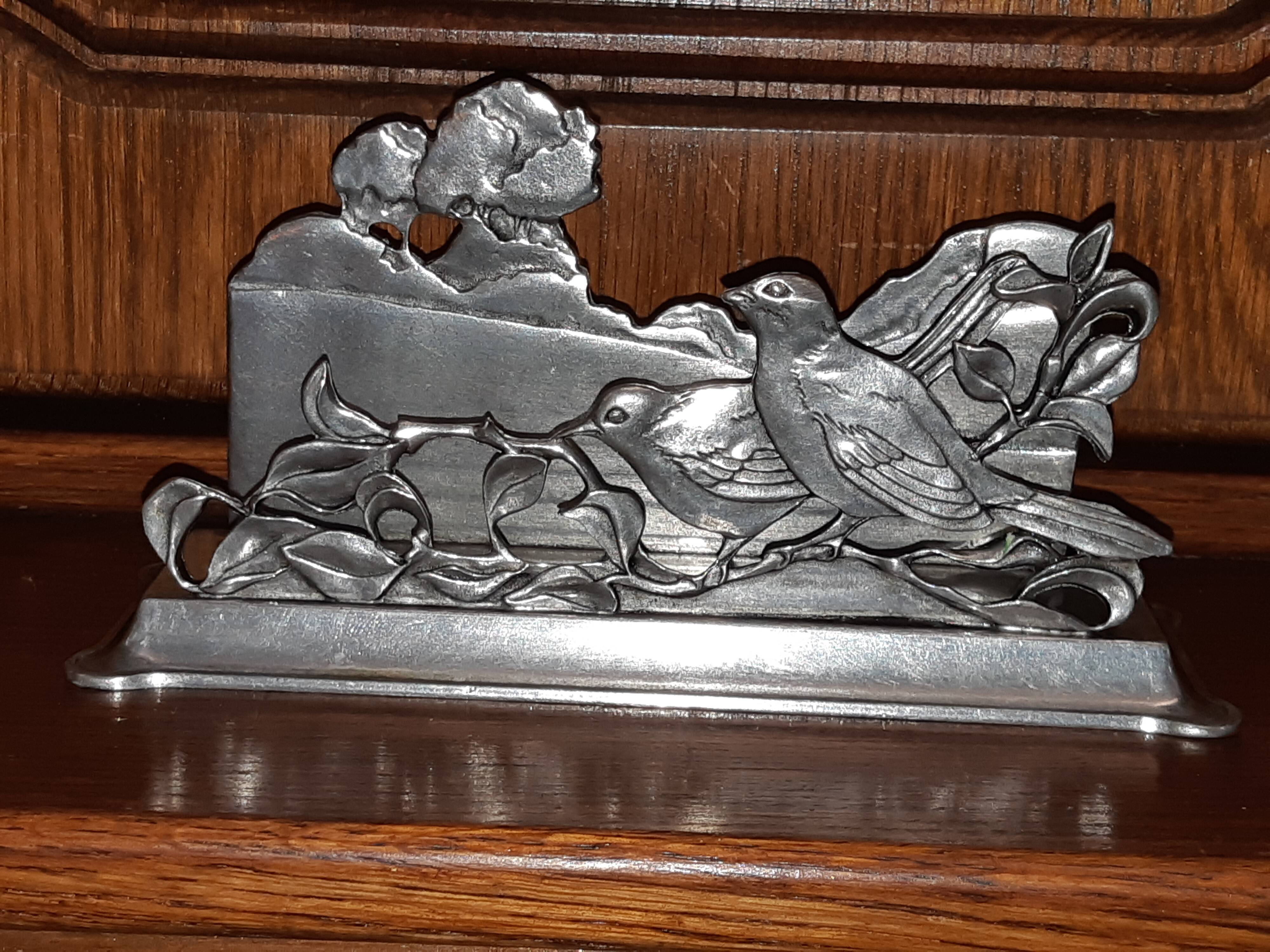 Tin mail rack, decorated with birds and flowers