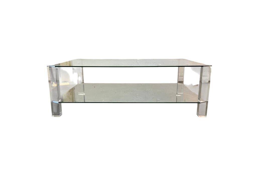 Table basse vintage en verre/acrylique « La Haye »