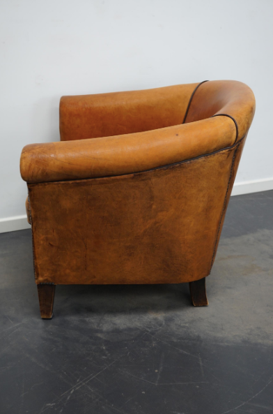 Club armchair in leather color cognac Netherlands